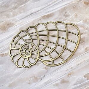 Vintage Brass Nautilus Shell Trivet Gold Pot Holder MCM Wall Decor